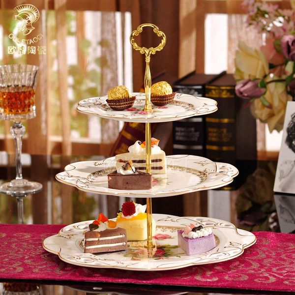 

european style three layer plate fruit cake afternoon tea heart fashion creative wedding birthday storage bottles & jars