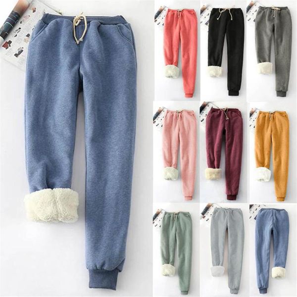 

women's pants & capris ladies autumn winter velvet thick cotton trousers pure color big yard filling loose thickening show thin warm, Black;white