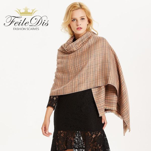 

scarves [feiledis]plaid cashmere with tassel lady spring winter long scarf high female shawl as113, Blue;gray