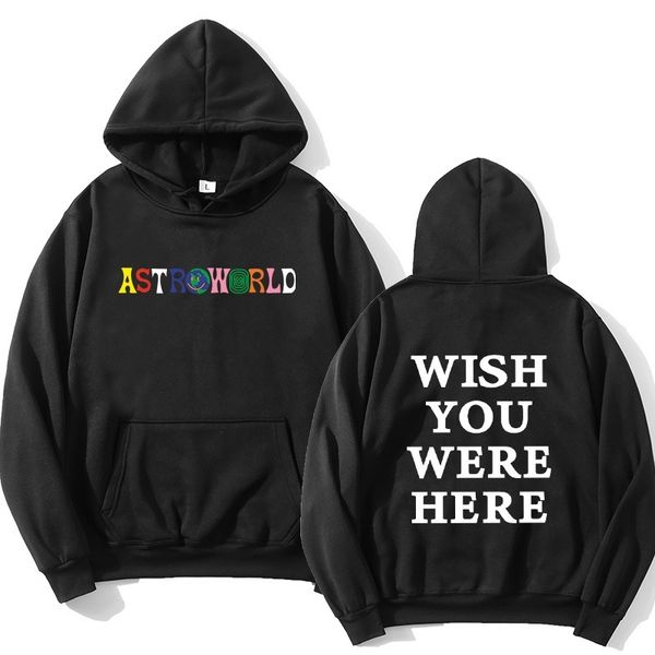 

search wo autumn and winter astworld trend street same plush hooded european men's sweater, Black