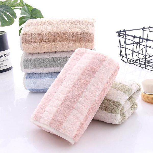 

soft comfortable microfiber water absorbent bathroom home towels quick dry blue green grey pink stripe face towel