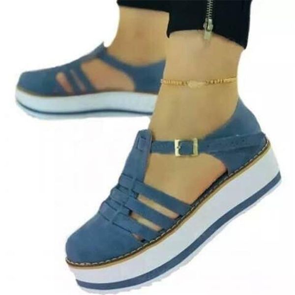 

sandals 2021 quality women summer fashion buckle strap solid fringe cover heel flat platform casual ladies sandalias mujer, Black