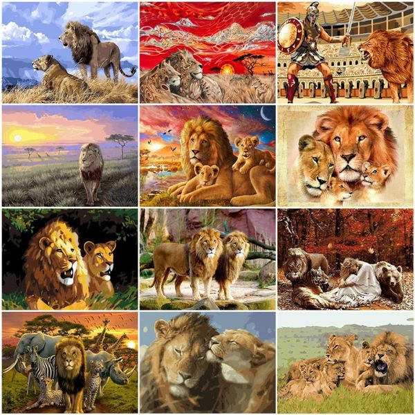 

paintings azqsd diy unframe painting by numbers lion handpainted gift pictures animal home decoration acrylic paint wall art