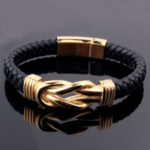 

fashion punk alloy woven bangle men's charm bracelet, Black