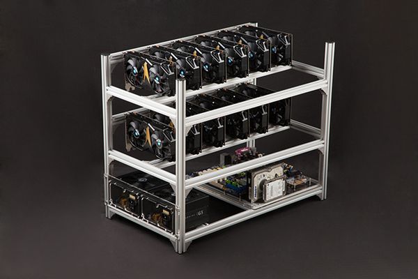 

2 layer 12 gpu aluminum stackable open air mining miner frame rig case