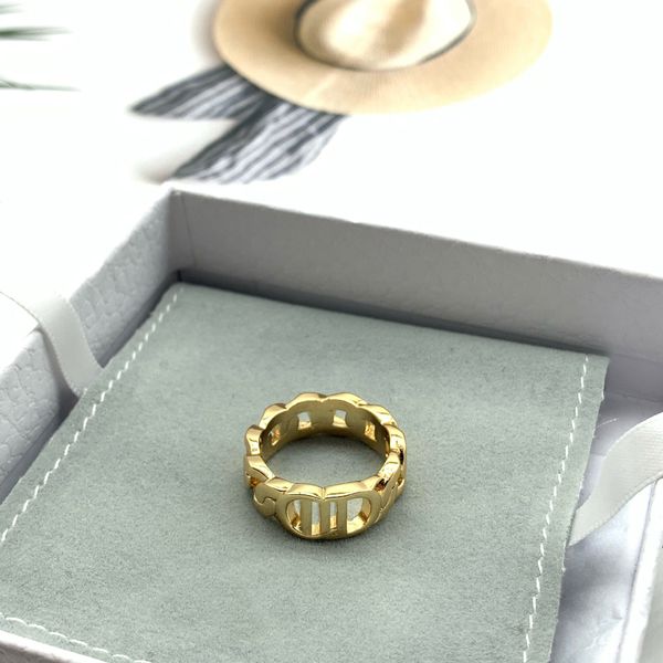 

fashion gold letter band rings bague for lady women party wedding lovers gift engagement jewelry with box, Silver