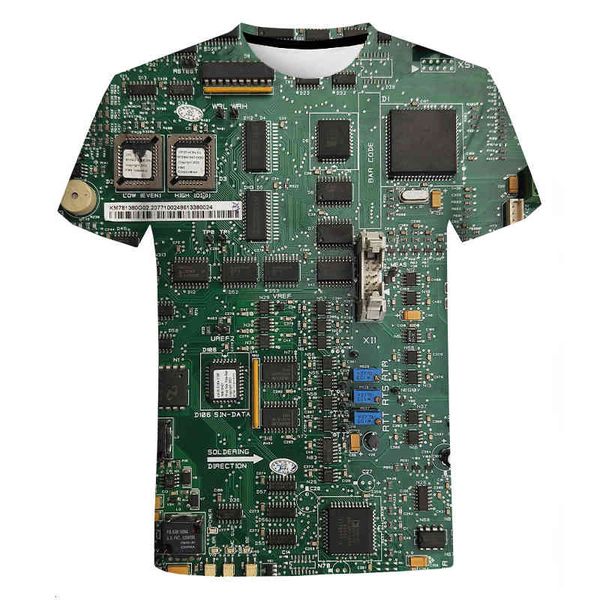 

men's t-shirts electronic chip 3d printed t-shirt fashion cool circuit board tshirt men women harajuku streetwear oversized z0w6, White;black