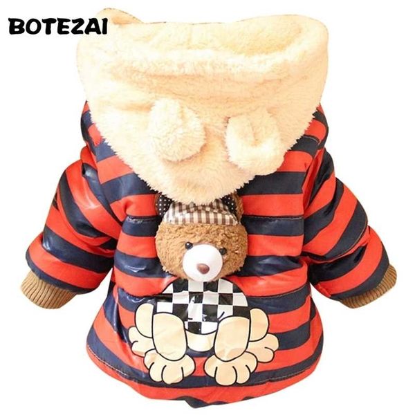 Bebê dos desenhos animados Bebê meninos jaqueta crianças inverno mantendo morno quinto algodão hoodies casaco casual roupa outerwear vestuário 211204