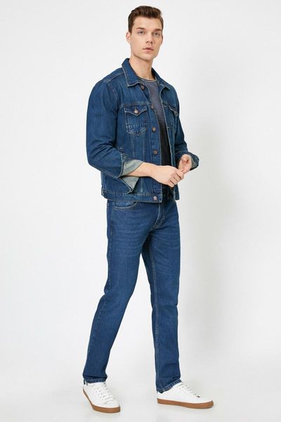 

koton male blue mark jean pants 0 yam45223ld men's jeans