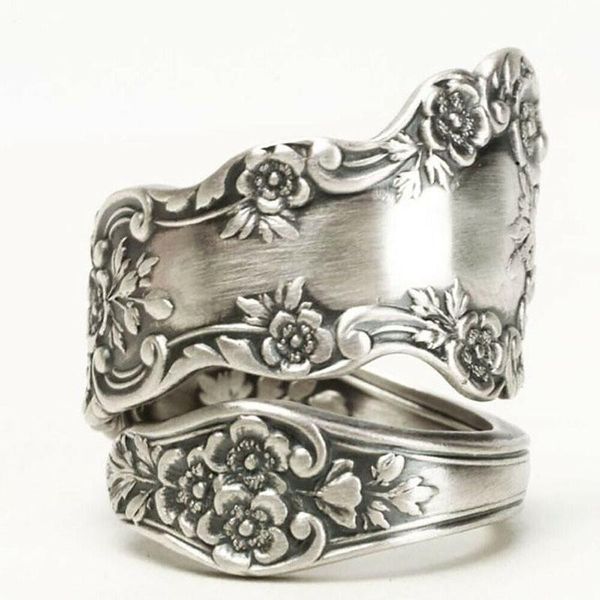 

wedding rings modyle vintage antique color women-midi-rings graceful engraved flower pattern retro party female finger ring stylish jewelry, Slivery;golden