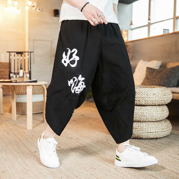 

men's pants harem japanese casual cotton linen trouser man jogger chinese summer baggy men trousers c7gp j13c, Black