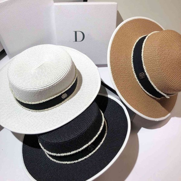 

light luxury small fragrance rice pearl flat hat summer outdoor street shooting versatile sunscreen hat, Blue;gray