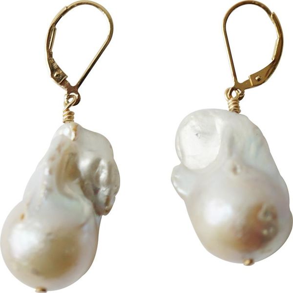 

Dangle & Chandelier Natural White REAL HUGE SOUTH SEA BAROQUE 16-22MM PEARL EARRING Tibetan Silver Hooks