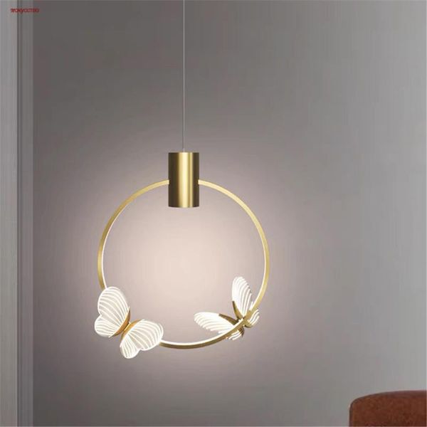 

chandeliers postmodern acrylic butterfly golden ring led for bedroom living room interior home deco hanging lighting fixtures