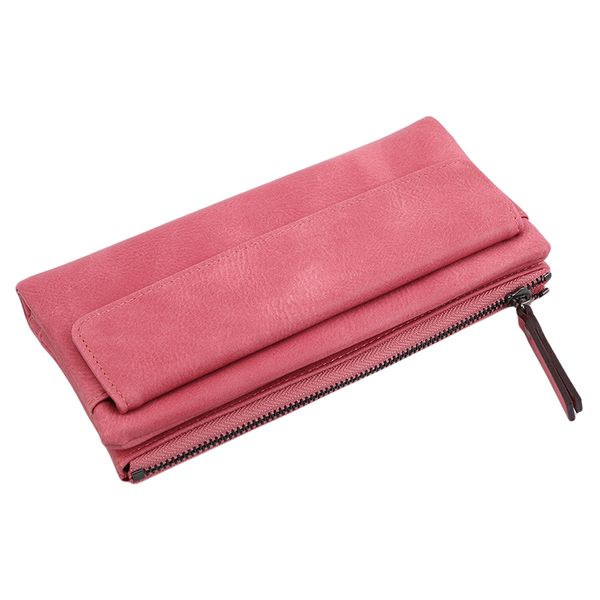 

women's hand hold wallet long korean fashion trends personality small clean youth student zipper cell phone pocket card holders, Red;black