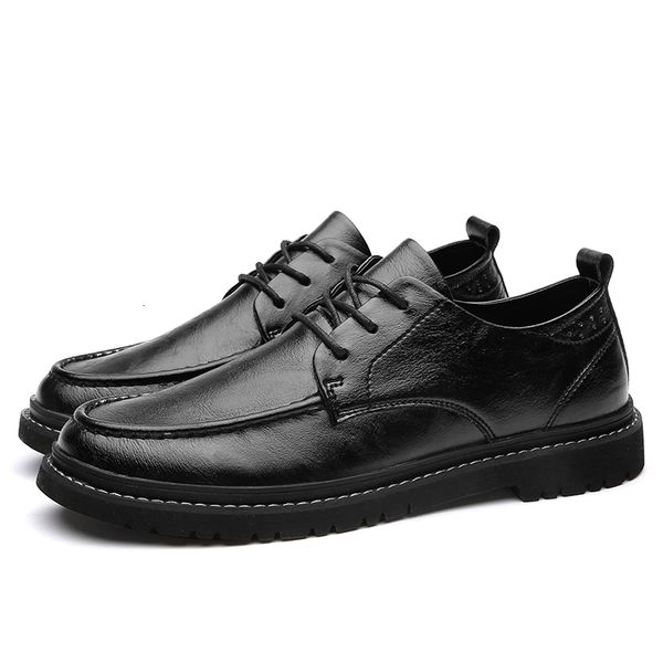

dress shoes men shoes rubber office wedding flats footwear leather male oxford classic vintage lace-up men's business oxfords yk5q, Black