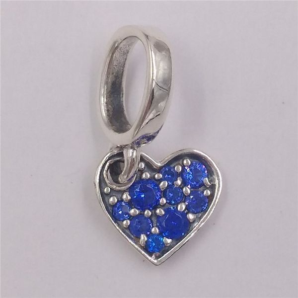 Andy Jewel Annajewel 925 Sterling Silber Perlen Sternblau gekipptes Herz Dangle Charms Passt europäischer Pandora -Juwelierbänder Halskette 799404c01