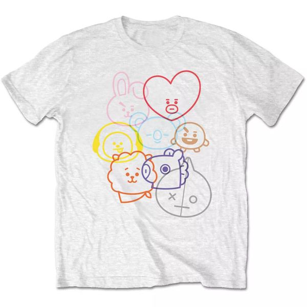 

bt21 bts official faces t-shirt men unisex, White;black