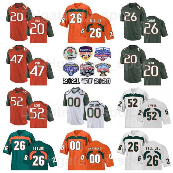 

ncaa miami hurricanes college 20 ed reed jersey football 52 ray lewis 26 sean taylor 47 michael irvin 76 warren sapp 87 reggie wayne univers, Black