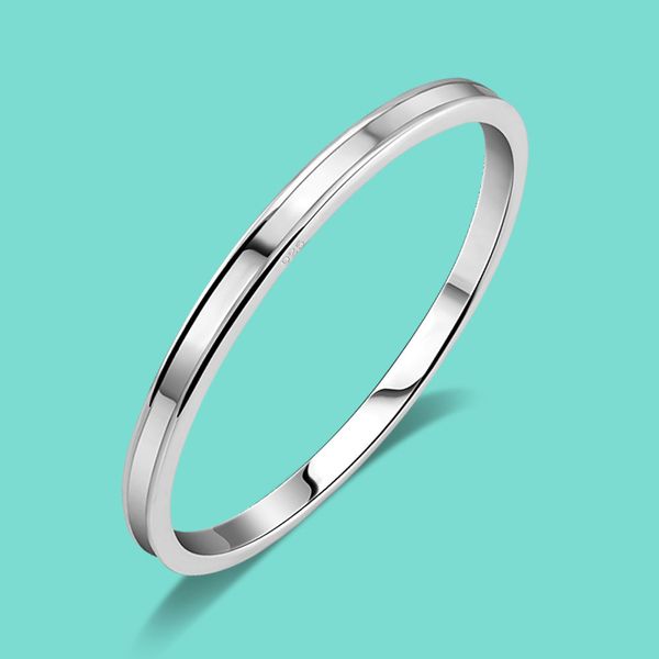 Genuine 925 Sterling Silver Minimalista Simples Bracelete Bracelete 57-63mm Jóias Fine Jóias Pulseira