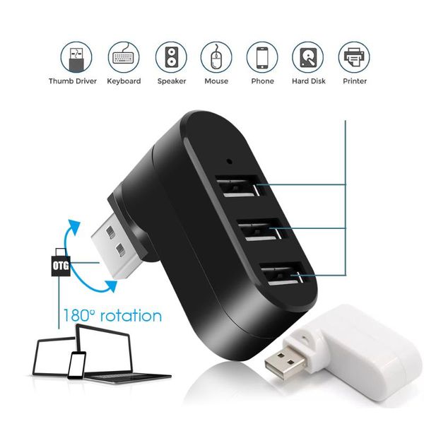 

hubs usb hub 3 ports rotate splitter adapter multiple connector for pc phone