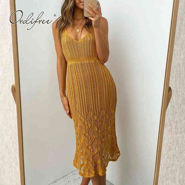 

summer women knitted sweater knee length sleeveless party dress 210415, Black;gray