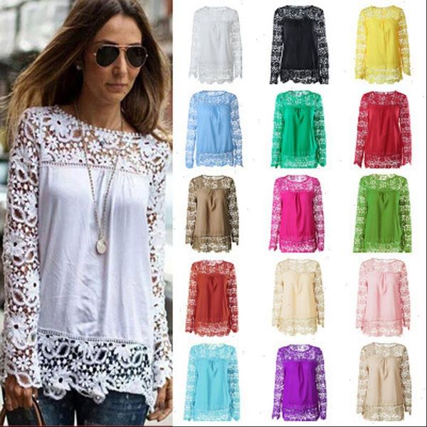 

plus size women shirt 7xl lace blouse for autum spring female drop, White