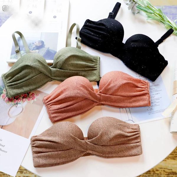 

bras sets fashion pleats in the thick gather girl women's underwear steel ring bra set setting adjusting side receiving upper support, Red;black