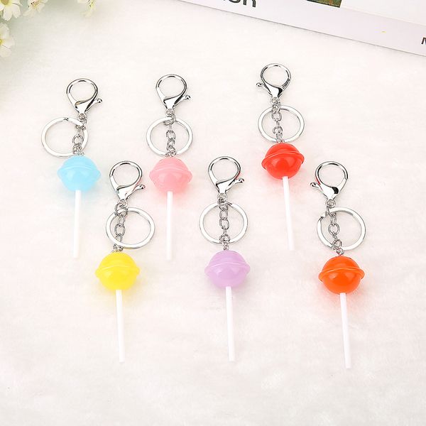 Mulher Keychain Crianças Pingente Lollipop Encantos Resina Redondo Doces para o Gift Phone Bag Keyring