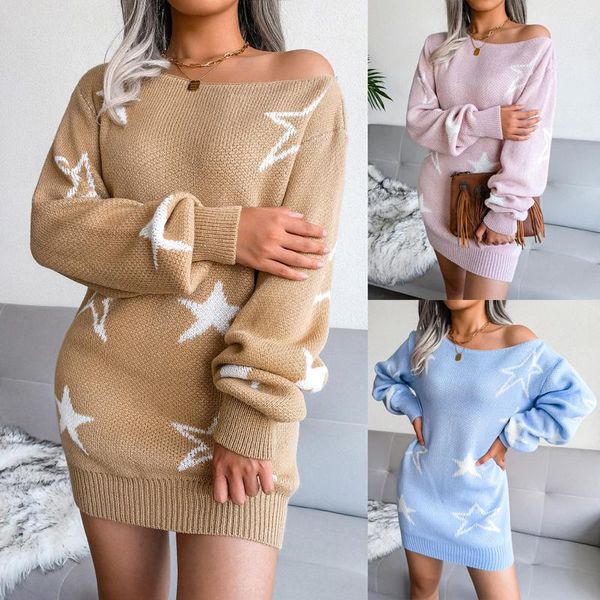 

women's sweaters 2022 women pullover sweater dress autumn winter loose knitted long casual female pullovers, White;black