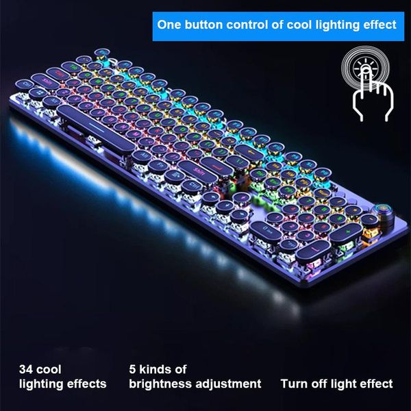 

keys key mechanical keyboard usb luminous led backlit axis gaming for deskcomputer retro punk game keyboards