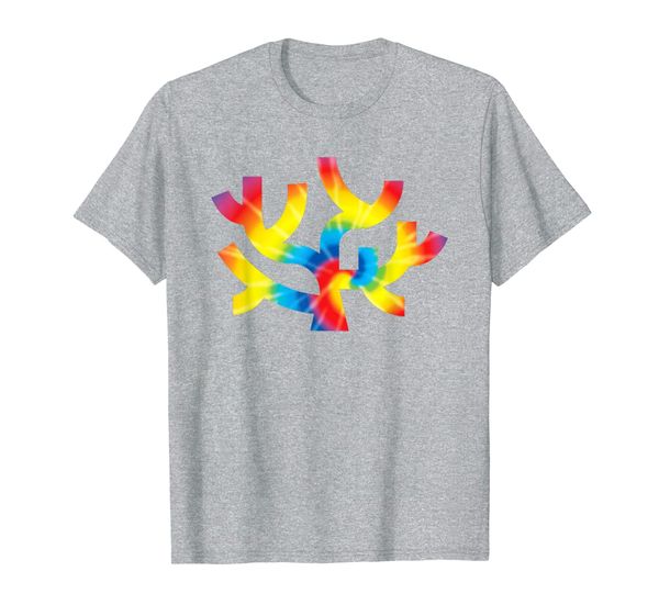 

tie dye coral rainbow print polyp reef hippie peace gift t-shirt, White;black