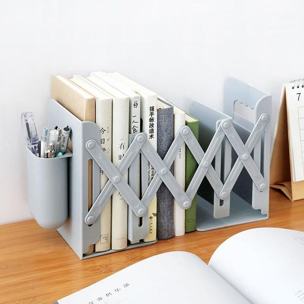 

hooks & rails 1pc book stand adjustable retractable support with pen holder home office desk organizer bookshelf accessories