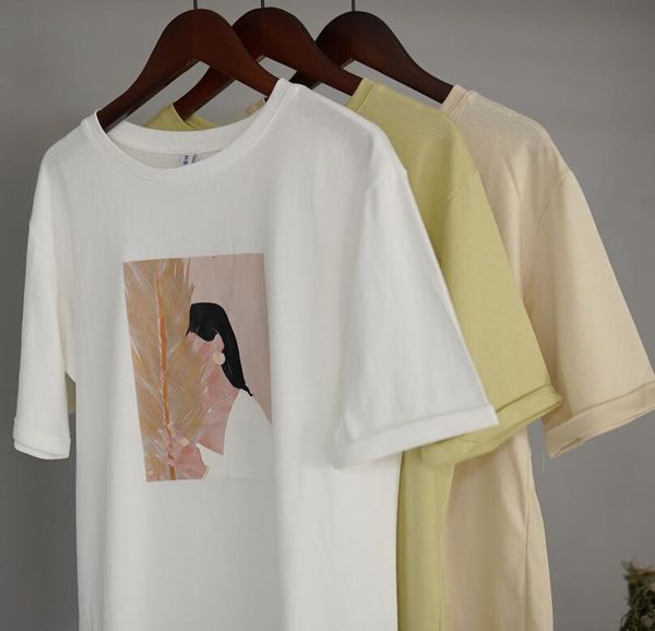 

women's t-shirt ies summer graphic tees fashion character printing t-shirts summer woman short sleeve white korean clothings h7yu