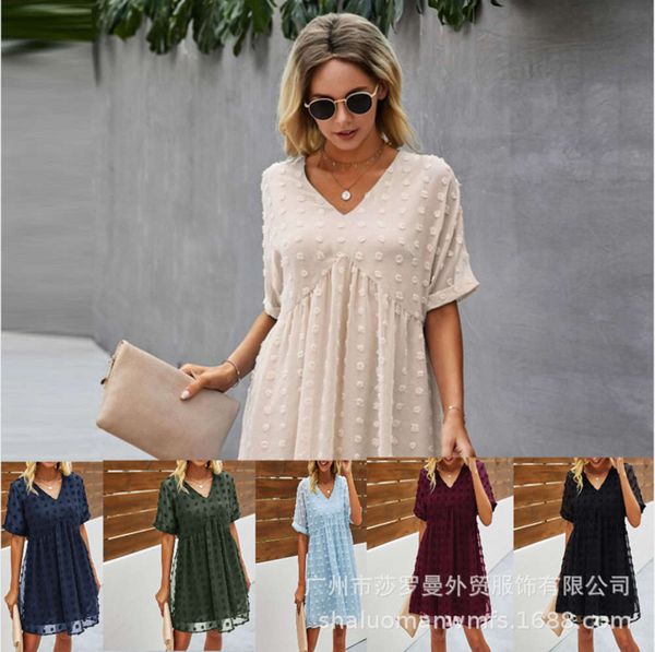 

spring fashion v-neck stitched loose swing, White;black