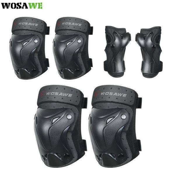 

elbow & knee pads wosawe boys girls 6pcs kneepad pad protection cycling anti-fall moto knight protective gear, Black;gray
