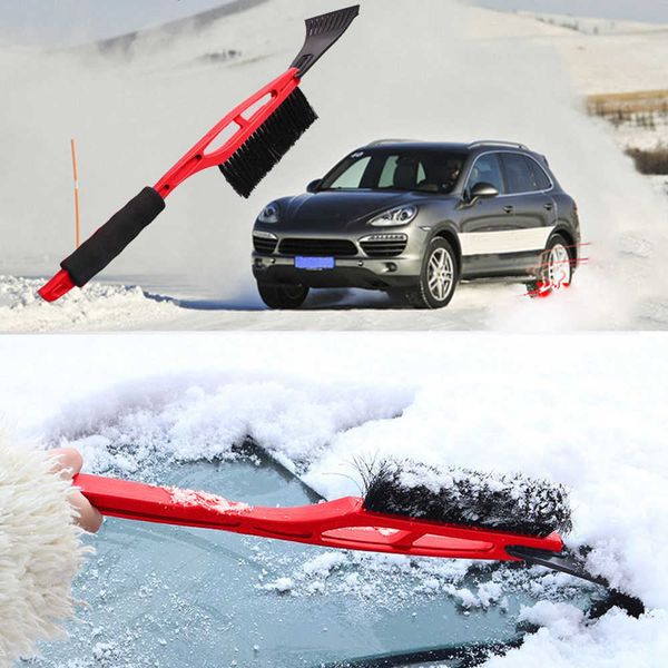 

2-in-1 car ice scraper snow remover shovel brush window windscreen windshield deicing cleaning scraping tool with foam handle new arrive car