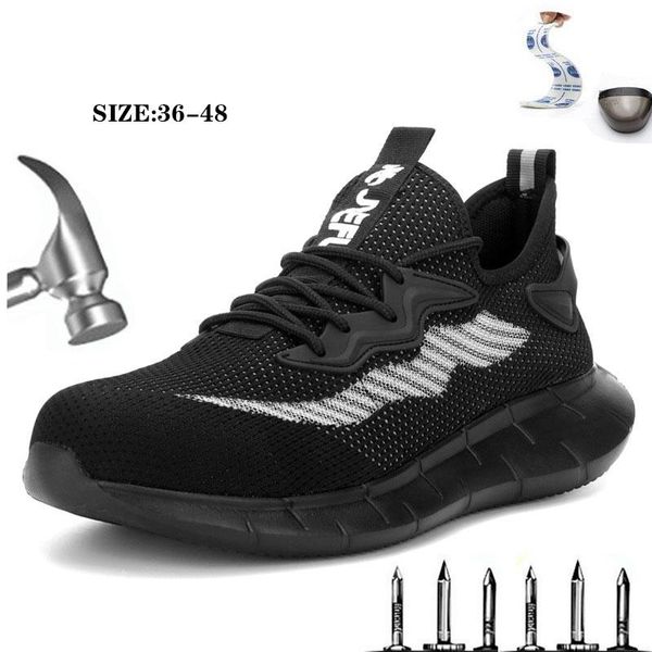 

boots men's steel head work safety shoes casual breathable outdoor sports anti-puncture insulation comfortable industrial, Black