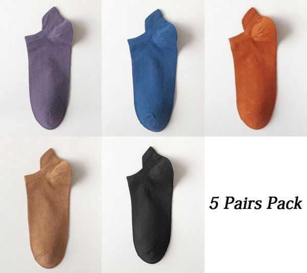 

men's socks 5 pairs pack ankle for men outdoor athletic soft cotton thin breathable summer korean style low cut male sox drop, Black