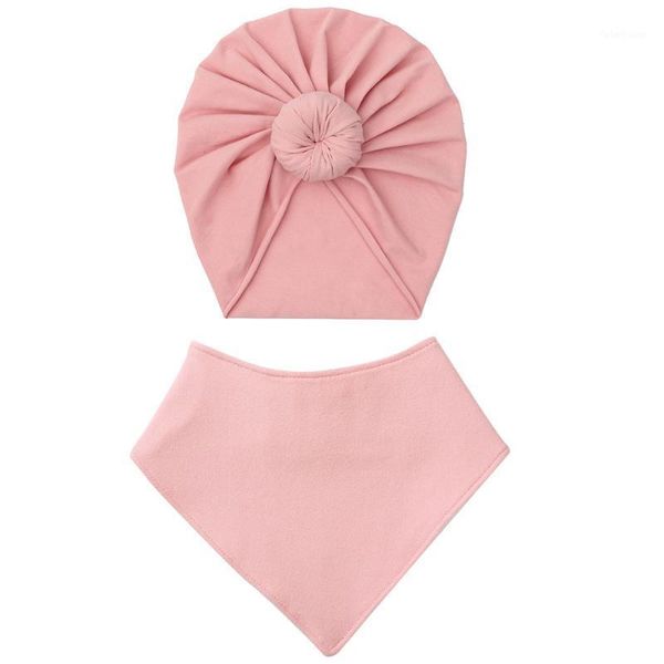 

caps & hats 2pcs/set solid cotton baby turban bibs snap adjustable feeding burp clothes scarf sweet donuts fashion headwraps1, Yellow