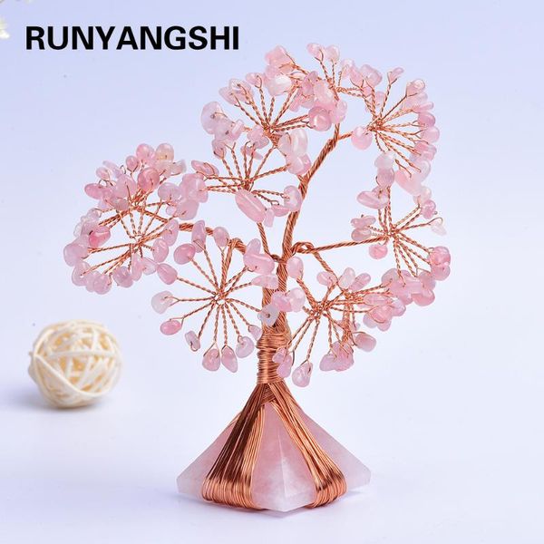 

decorative objects & figurines 1pc natural rose quartz crystal pyramid pink stone specimen lucky tree healing christmas decorator 13-15cm