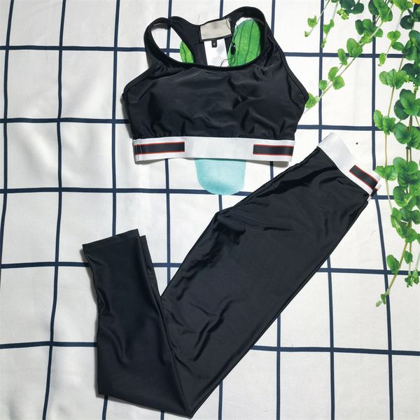 

women's gym set tracksuits black red letter yoga workout clothes wear sports legging fitness bra crop yoga suit, Gray