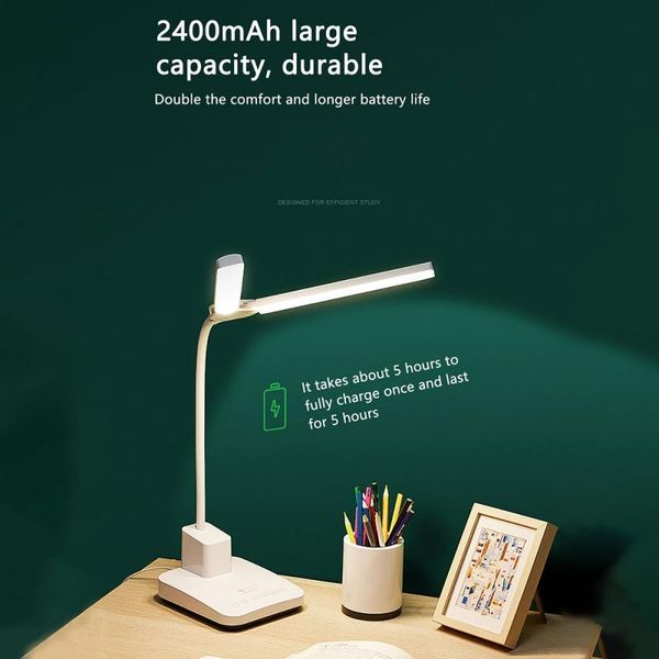 

table lamps double-headed led desk lamp office learning eye protection touch charging dimmable reading three-color folding tool