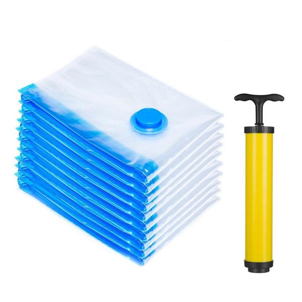 

clothing & wardrobe storage 10pcs clear vacuum bags with a hand pumps travel space saver garment seal bag 50x70 cm lb