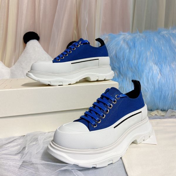 

2022 mens womens casual shoes lace up low canvas sole black white red blue platform oversized lover shoe 35-44 with box