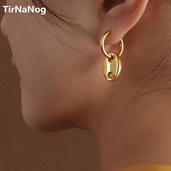 

hoop & huggie french fashion geometry of gold and silver color matching nose button earrings personality girl jewelry gifts, Golden;silver