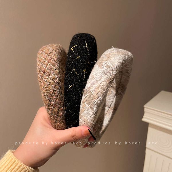 

sponge wool woven version design headband simple temperament, Black;brown