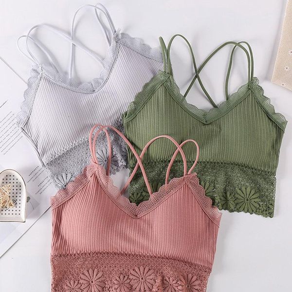 

girls bra support cotton women laces sports gym fitness seamless push up yoga padded active wear clothing, White;black