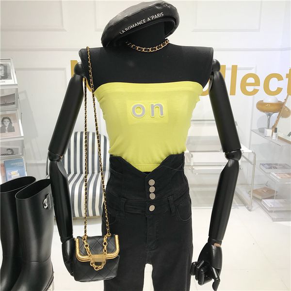 

tanks three-dimensional temperature letter short female vest spring 2021 niche design top, White