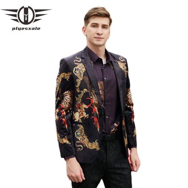 

men's suits & blazers plyesxale 2021 design mens blazer jacket ethnic velvet suit slim fit banquet party men coat satge wear q439, White;black